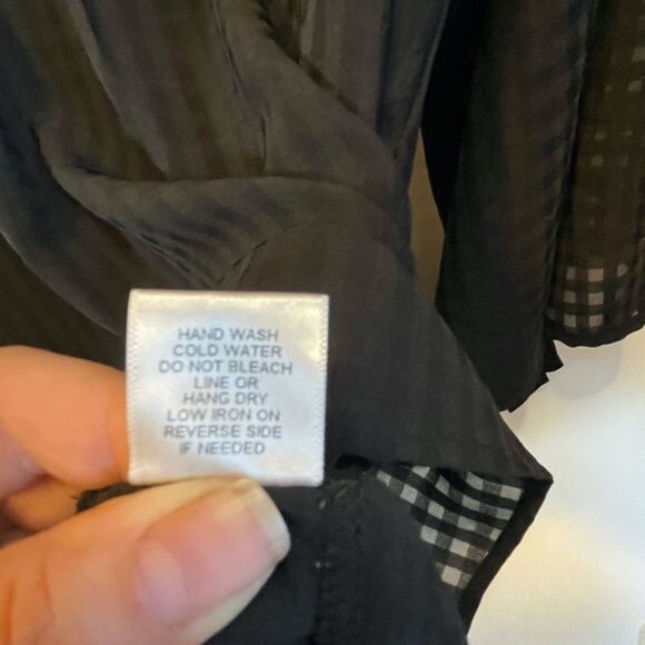 Nordstrom Blouse Womens Size 3X Black Good Luck Gem Sheer Gingham Flutter Sleev* - Picture 7 of 9